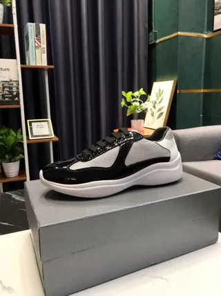 Black and White Patent Mesh Chunky Sneakers 3