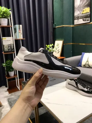 Black and White Patent Mesh Chunky Sneakers 5