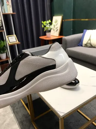 Black and White Patent Mesh Chunky Sneakers 6
