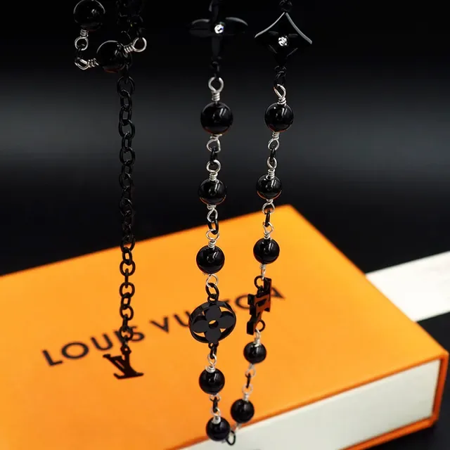 Black Beaded Wire-Wrapped Charm Necklace 6