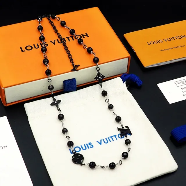 Black Beaded Wire-Wrapped Charm Necklace 8