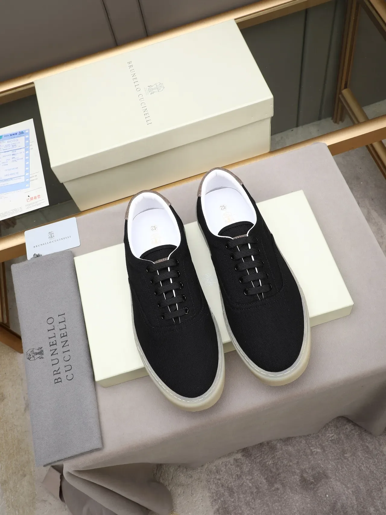 Black Beige Canvas Upper Low-Top Silhouette Casual Shoes 2