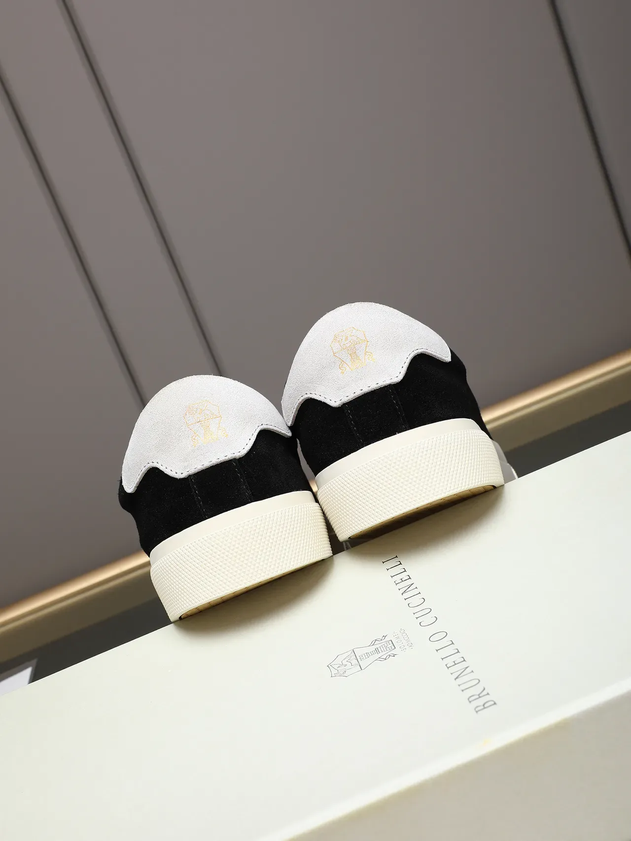 Black Beige Suede Upper Off-White Cupsole Sneakers 3