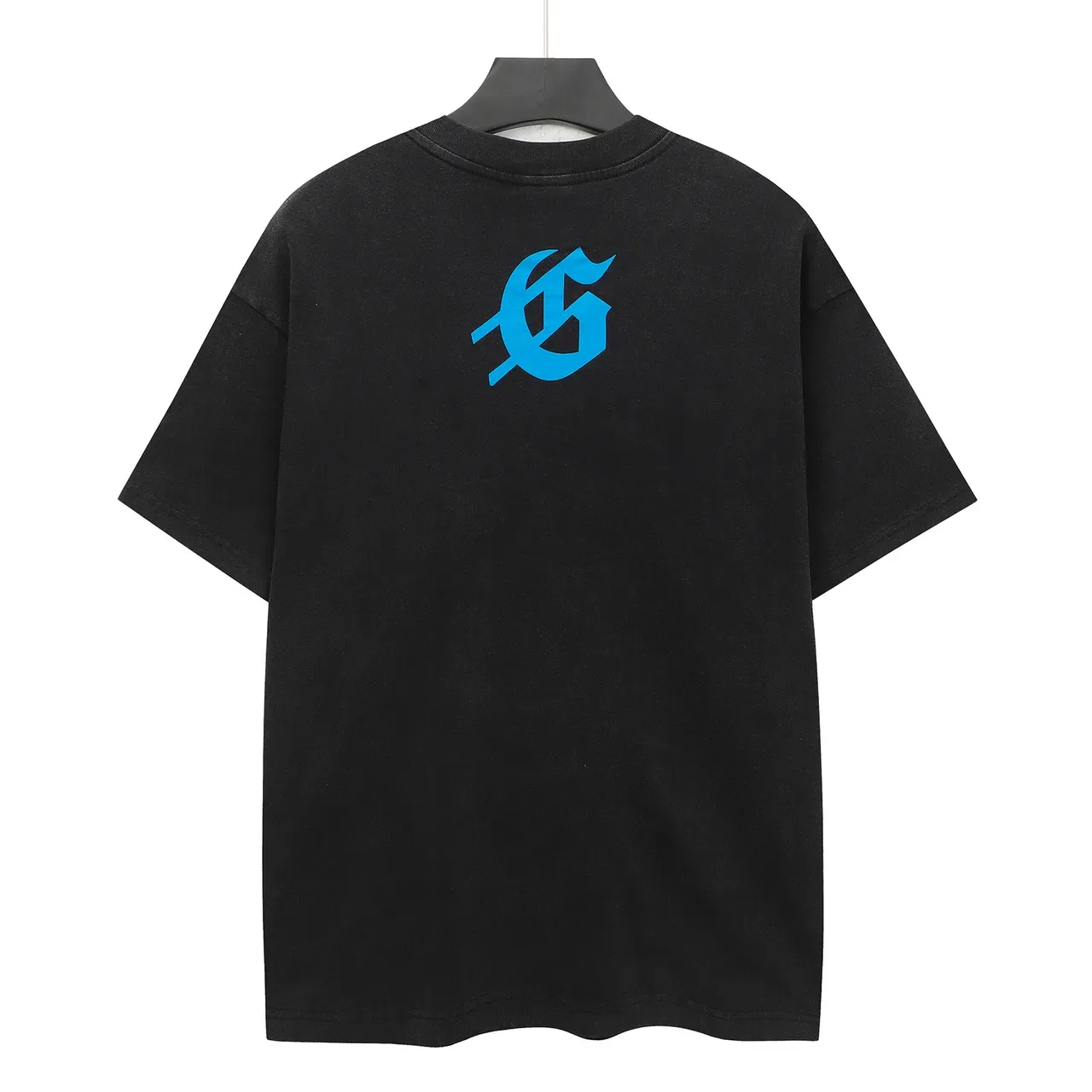 Black Blue Oversized Fit Full-Front Graphic Print T-Shirt 3