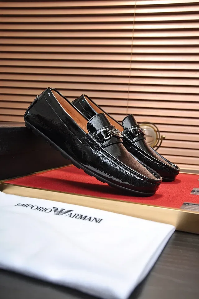 Black Brown Glossy Patent Leather Horsebit Buckle Loafer 8
