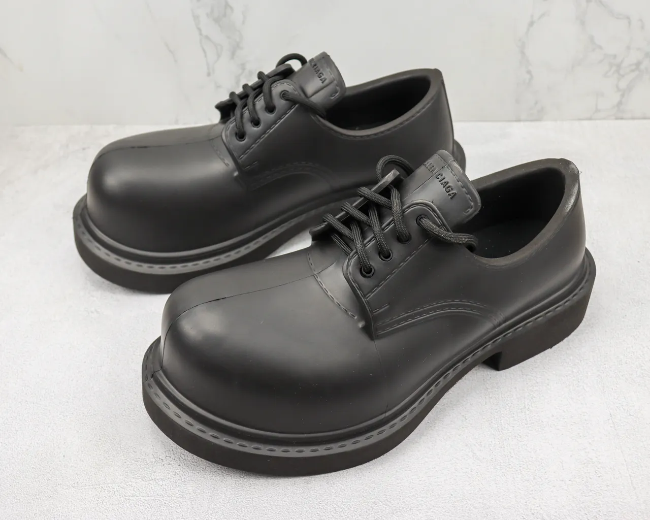 Black Cap Toe Platform Oxford Shoe 4