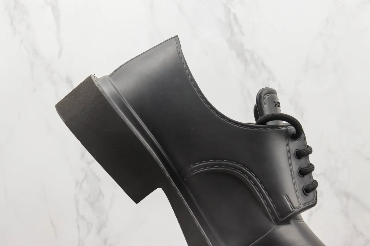 Black Cap Toe Platform Oxford Shoe 5