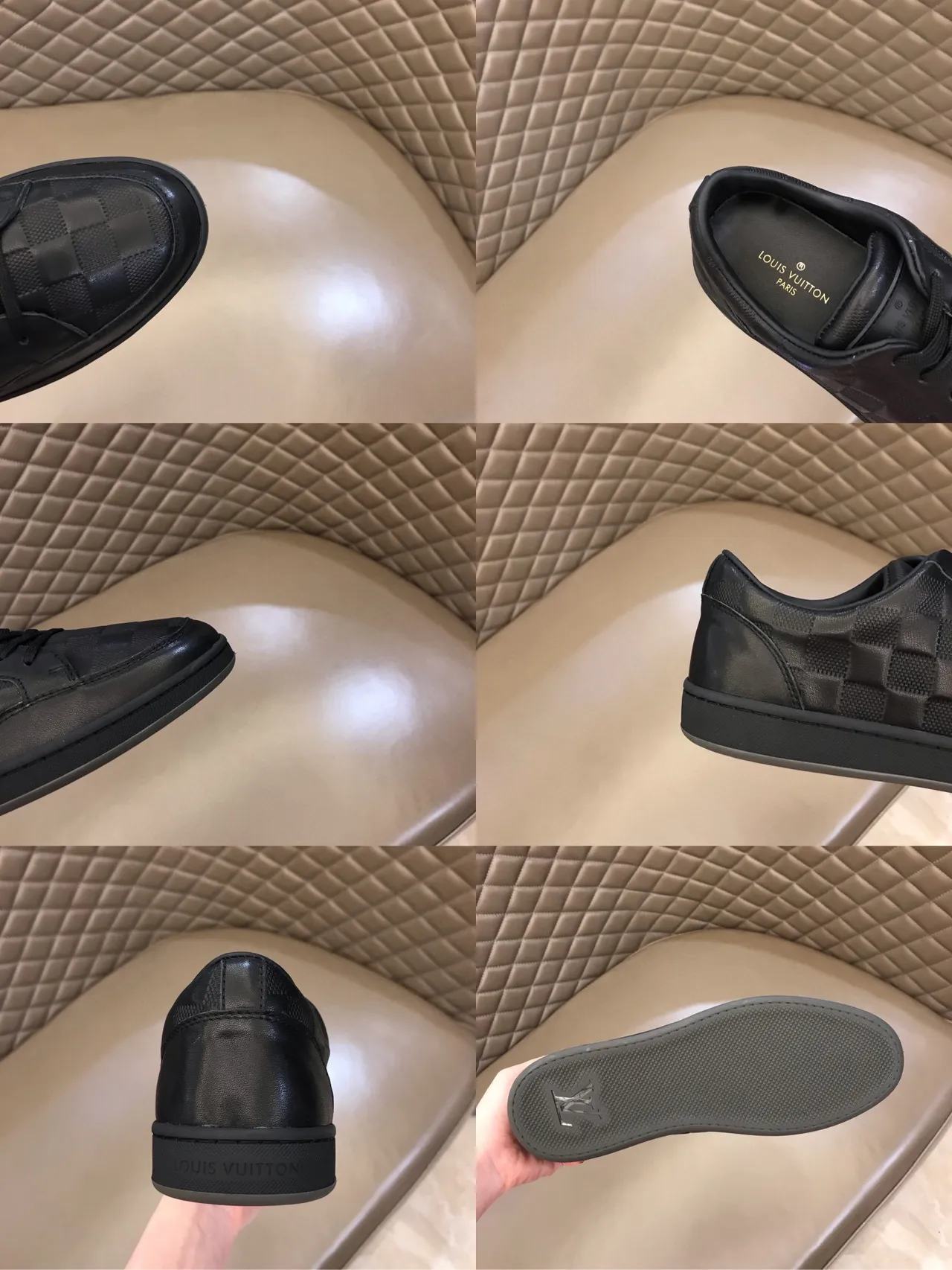 Black Checkerboard Panel Low-Top Casual Sneaker 2
