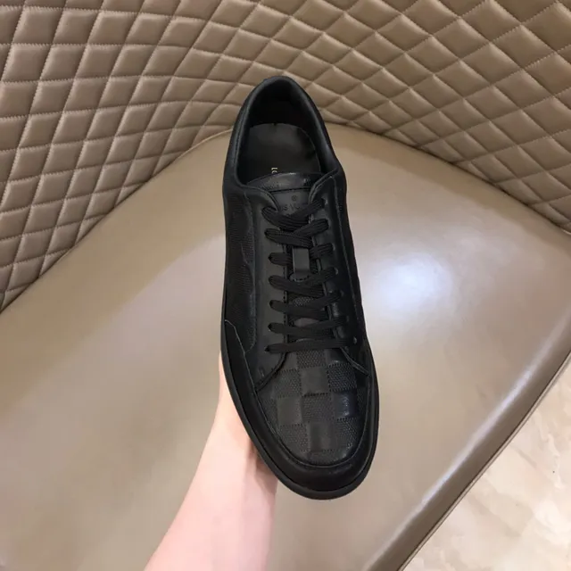Black Checkerboard Panel Low-Top Casual Sneaker 4