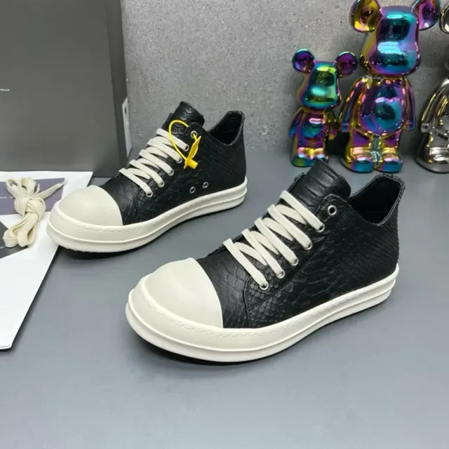 Black Croc-Embossed Upper White Toe Cap Lifestyle Sneakers 3