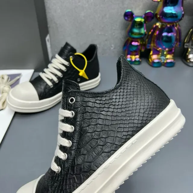 Black Croc-Embossed Upper White Toe Cap Lifestyle Sneakers 6