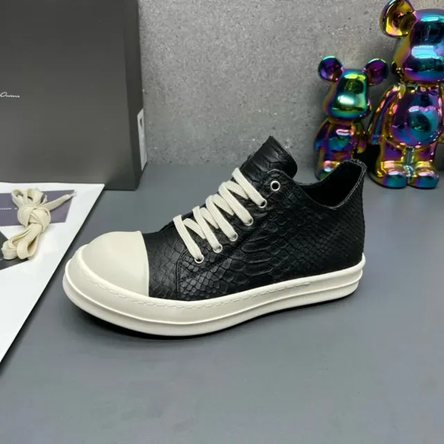 Black Croc-Embossed Upper White Toe Cap Lifestyle Sneakers 7