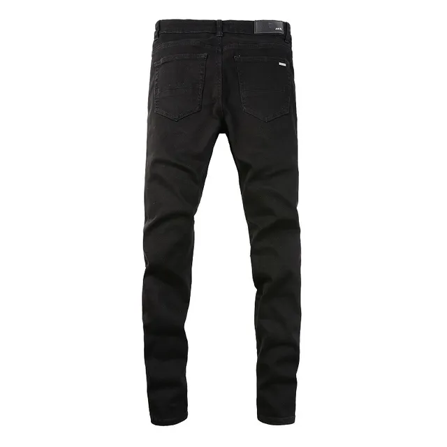 Black Distressed Slim-Fit Ripped Jeans 12