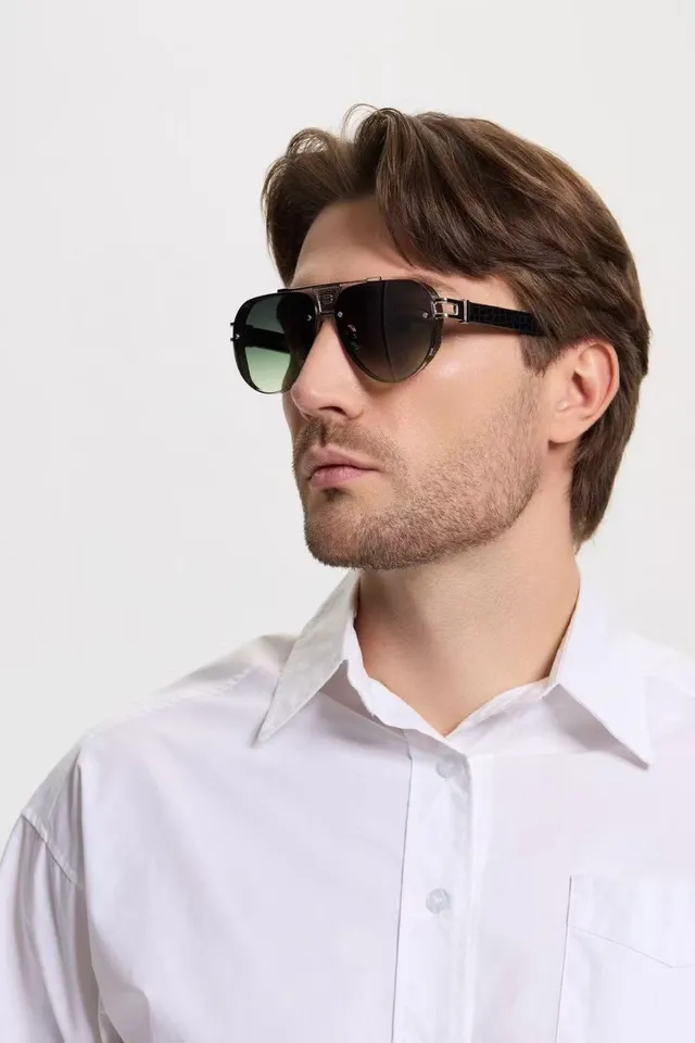 Black Gold Aviator Silhouette Gradient Lenses Sunglasses 9