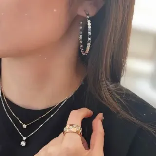 Black Gold Hexagonal Crystal Pavé Multi-Tone Metal Earrings