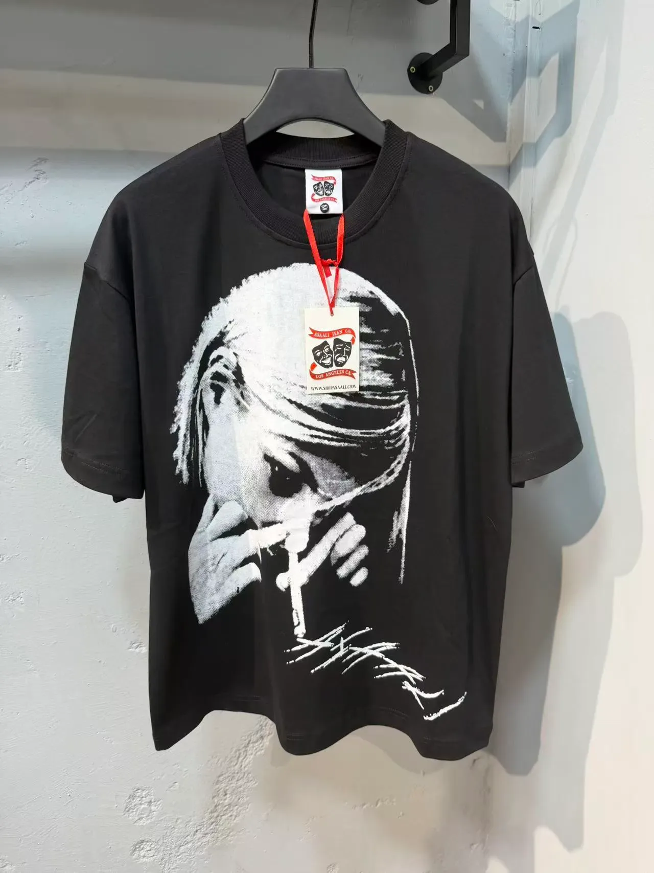 Black Graphic-Print Oversized Crewneck Top 2