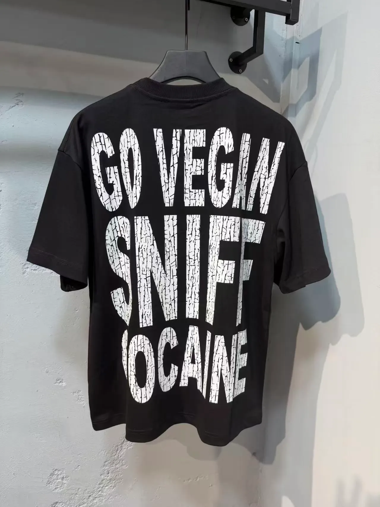 Black Graphic-Print Oversized Crewneck Top 3