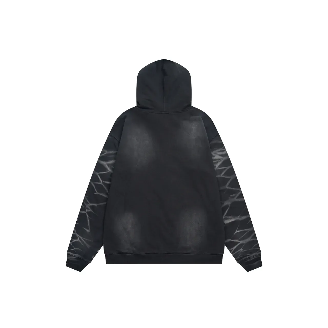 Black Gray Full-Zip Embroidered Graphic Hoodie 8
