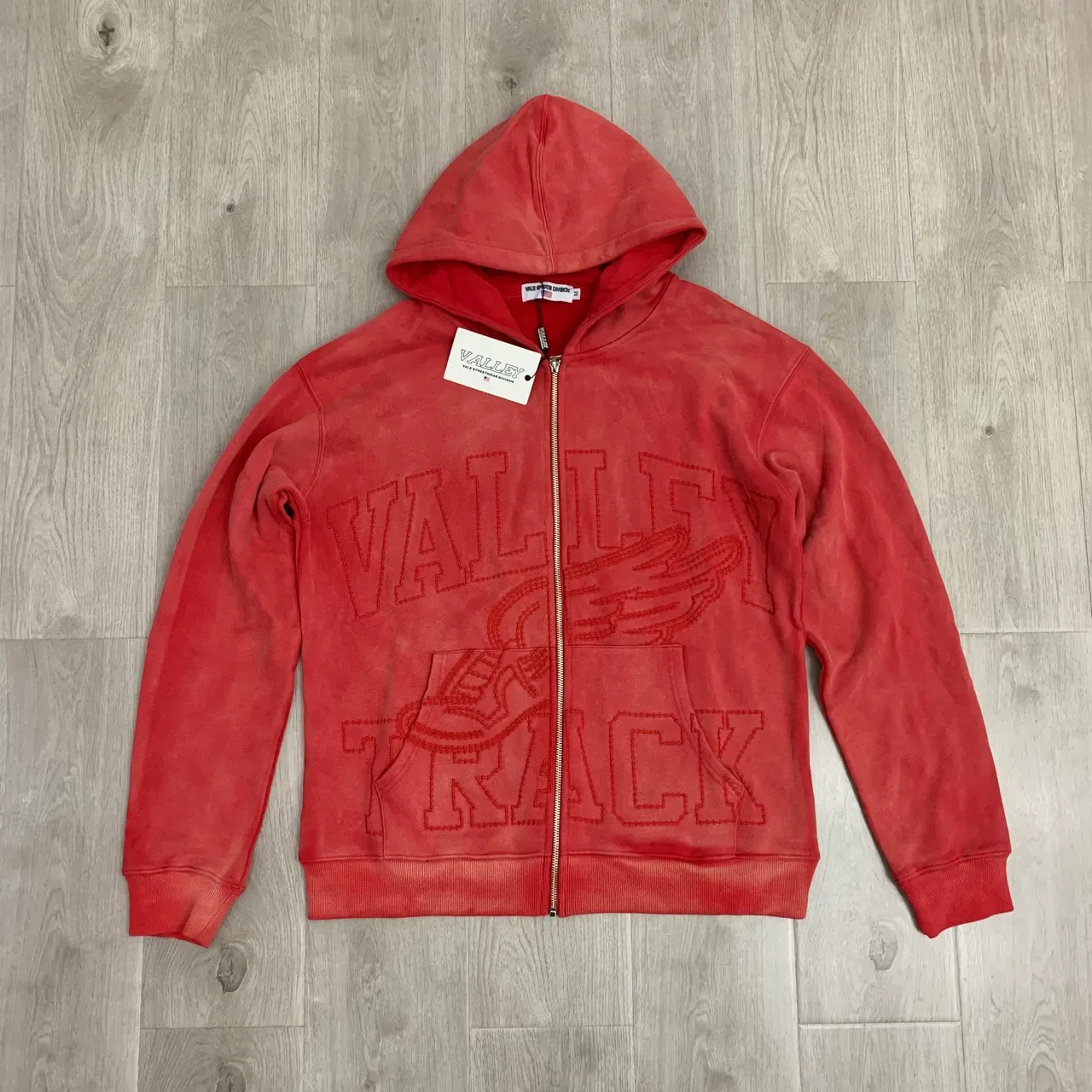 Black Gray Full-Zip Embroidered Graphic Hoodie 15