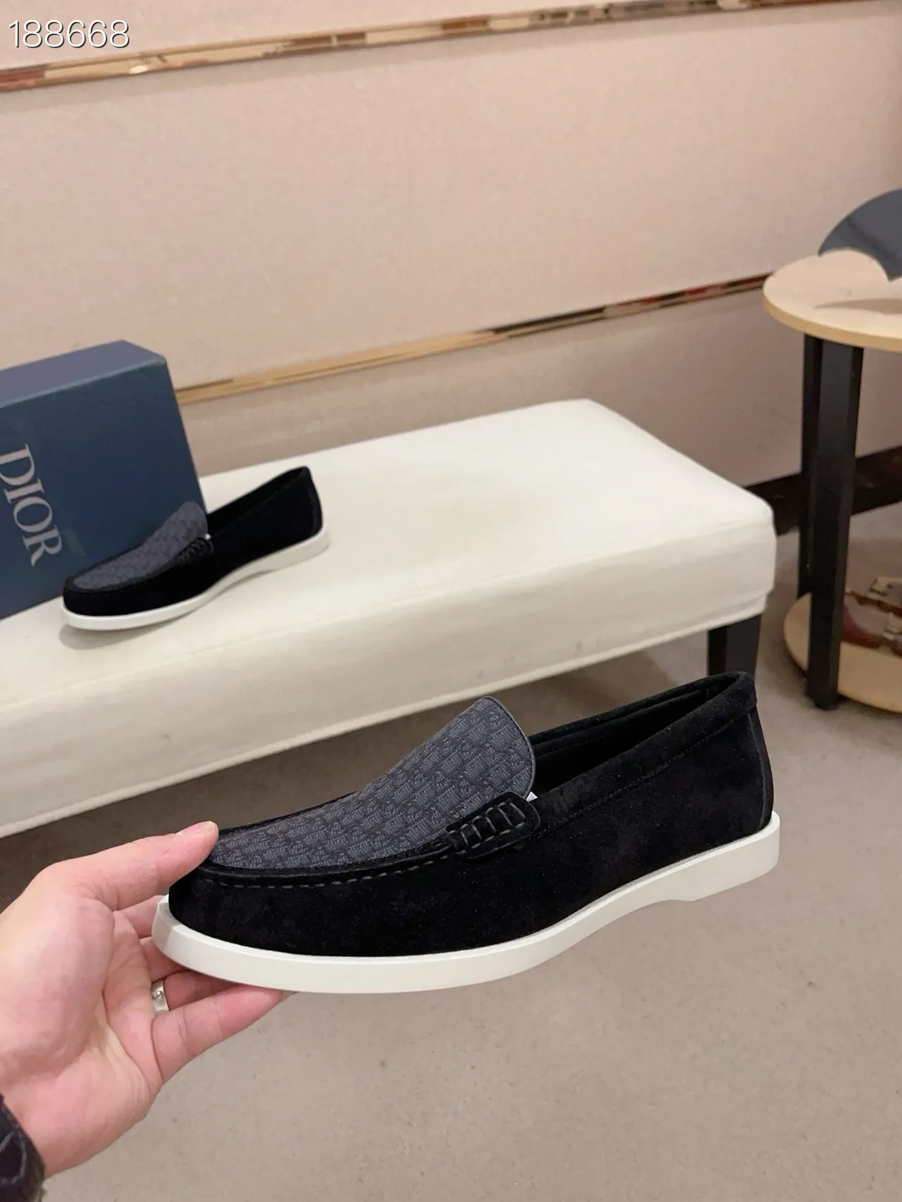 Black Gray Suede Upper Patterned Vamp Loafer 5