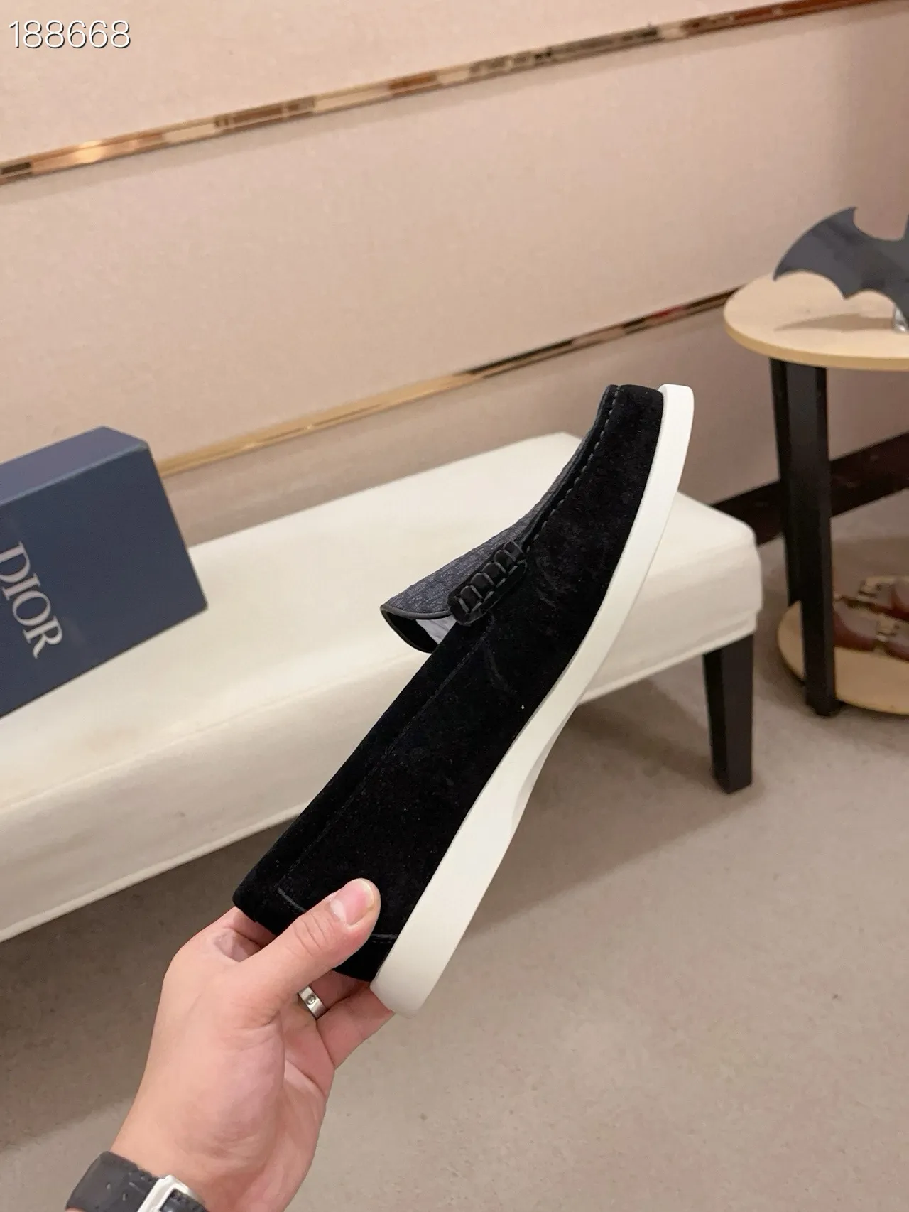 Black Gray Suede Upper Patterned Vamp Loafer 7