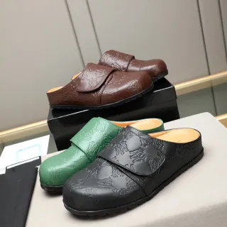 黑色绿色浮雕莫诺格拉姆图案单带扣乐福鞋
