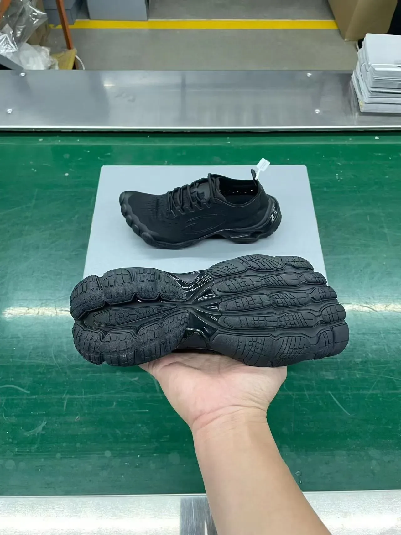 Black Knit Upper Segmented Toe Bumper Sneakers 3