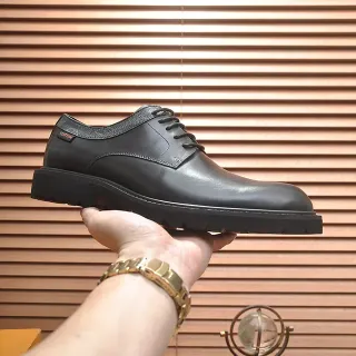 Black Leather Cap-Toe Derby Shoes