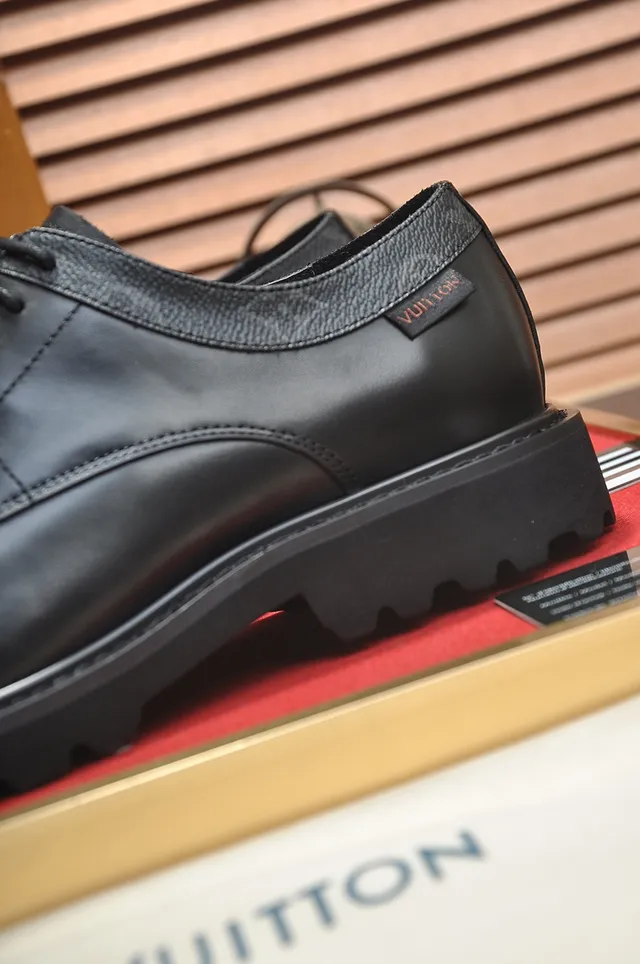 Black Leather Cap-Toe Derby Shoes 2