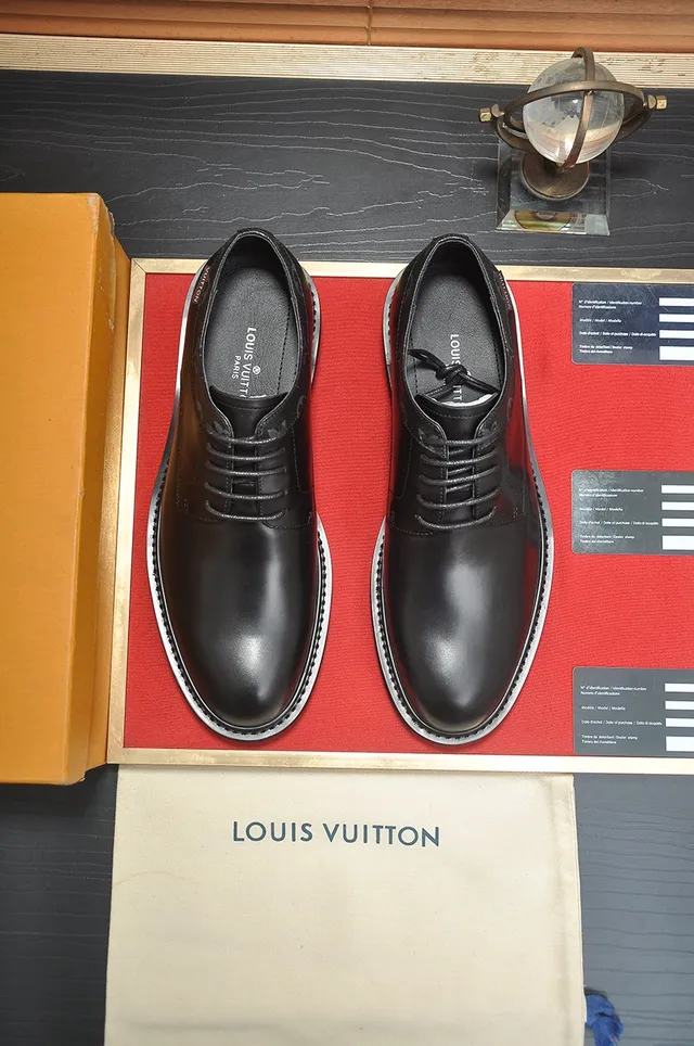 Black Leather Cap-Toe Derby Shoes 5
