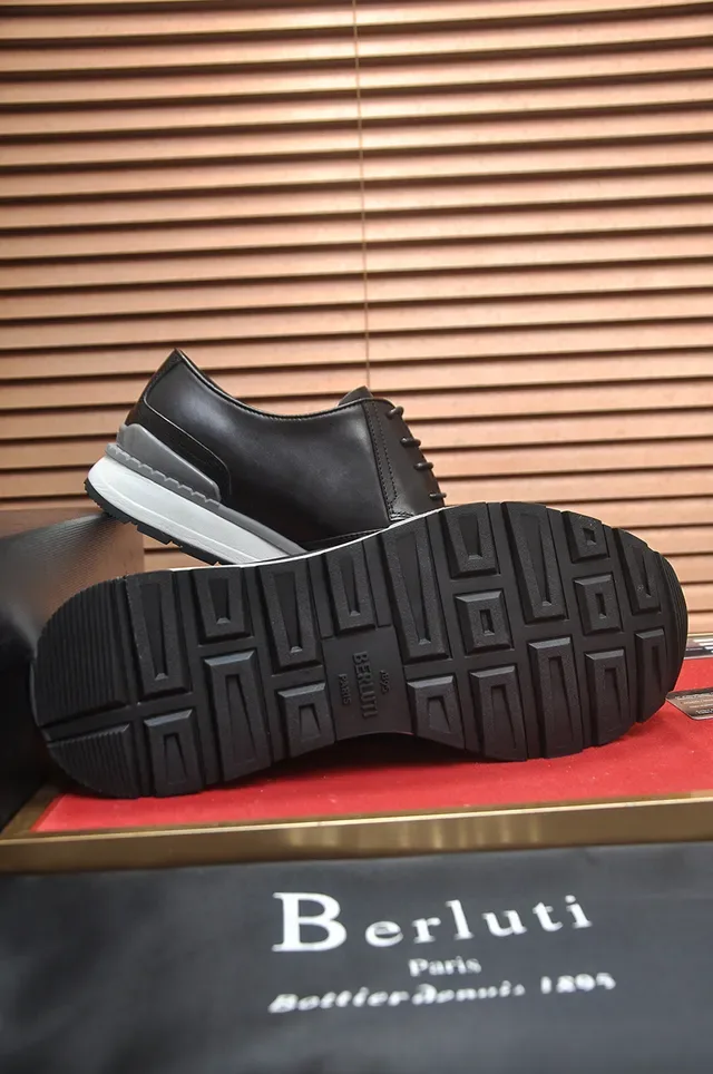 Black Leather Cap-Toe Hybrid Sole Leather Shoe 3