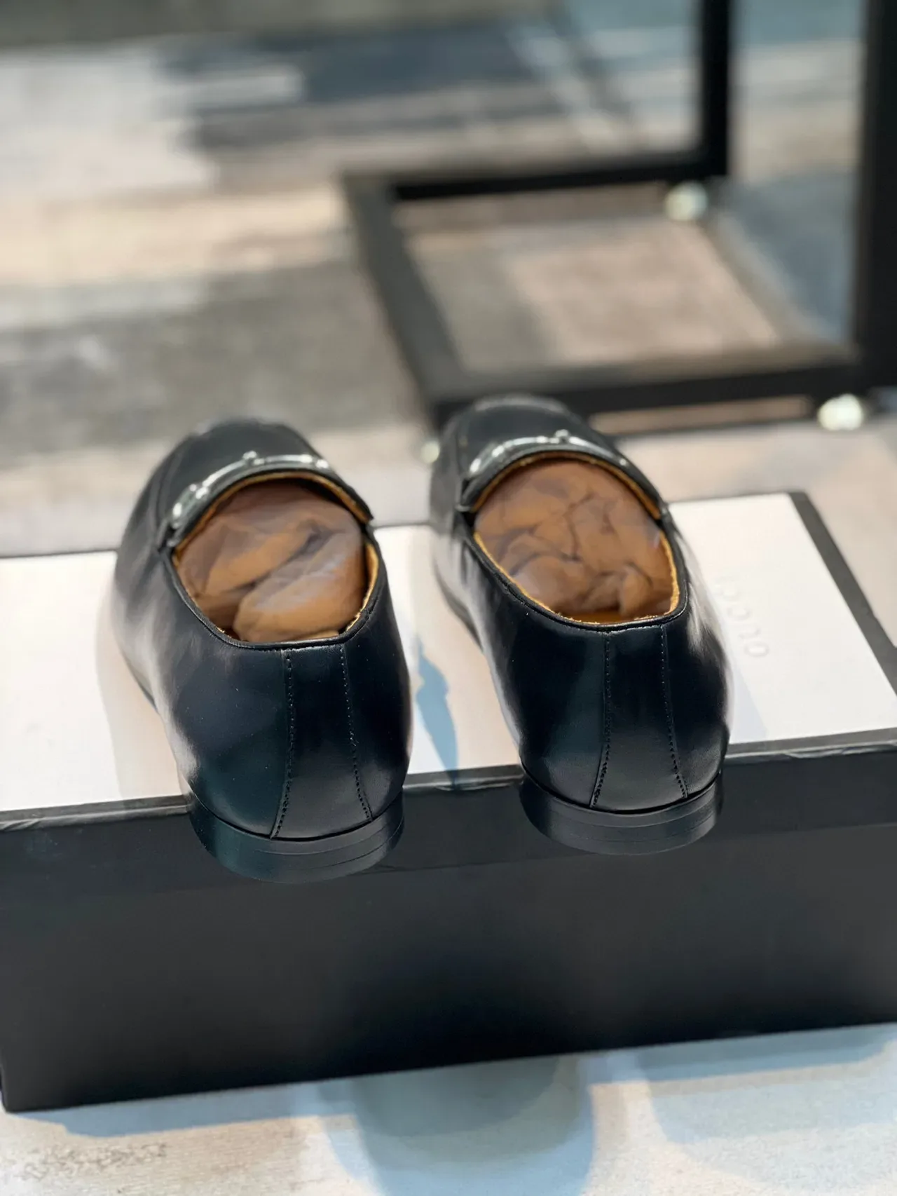 Black Leather Horsebit Buckle Loafer 2