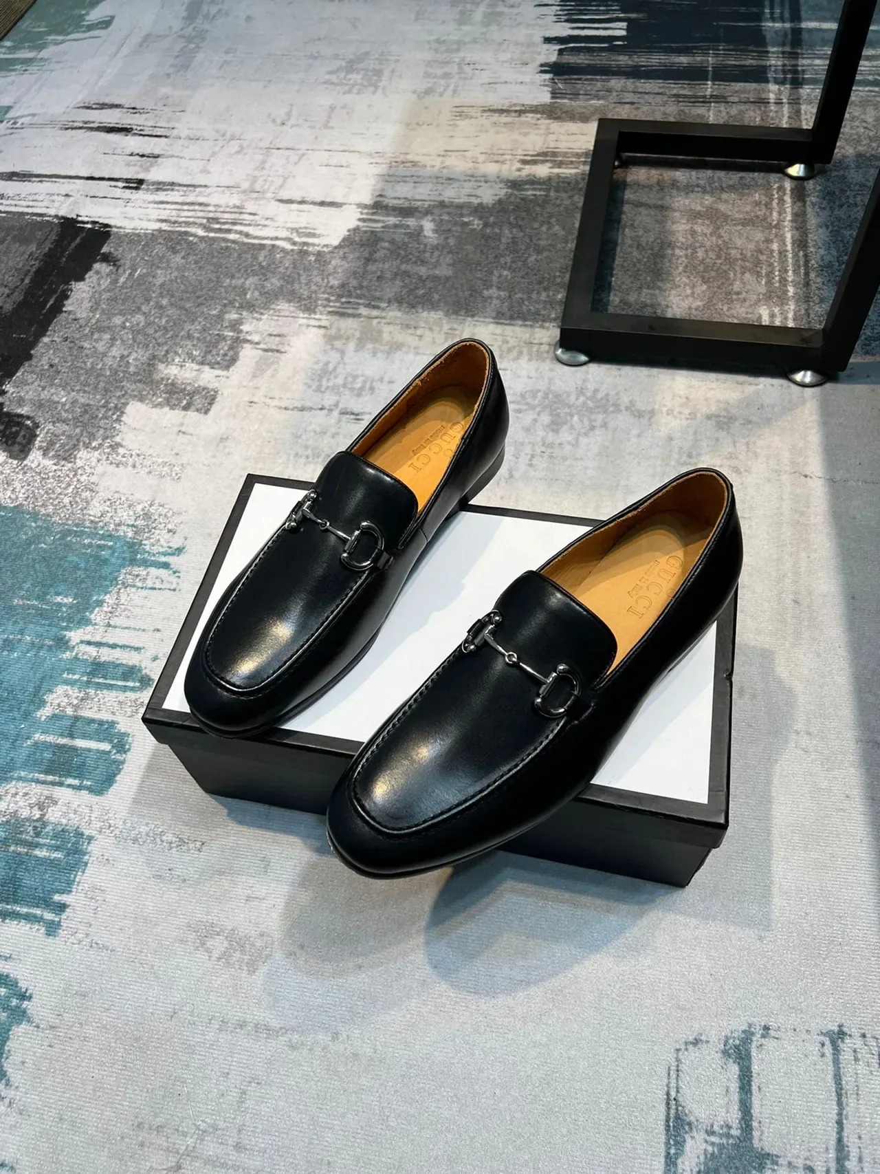 Black Leather Horsebit Buckle Loafer 4