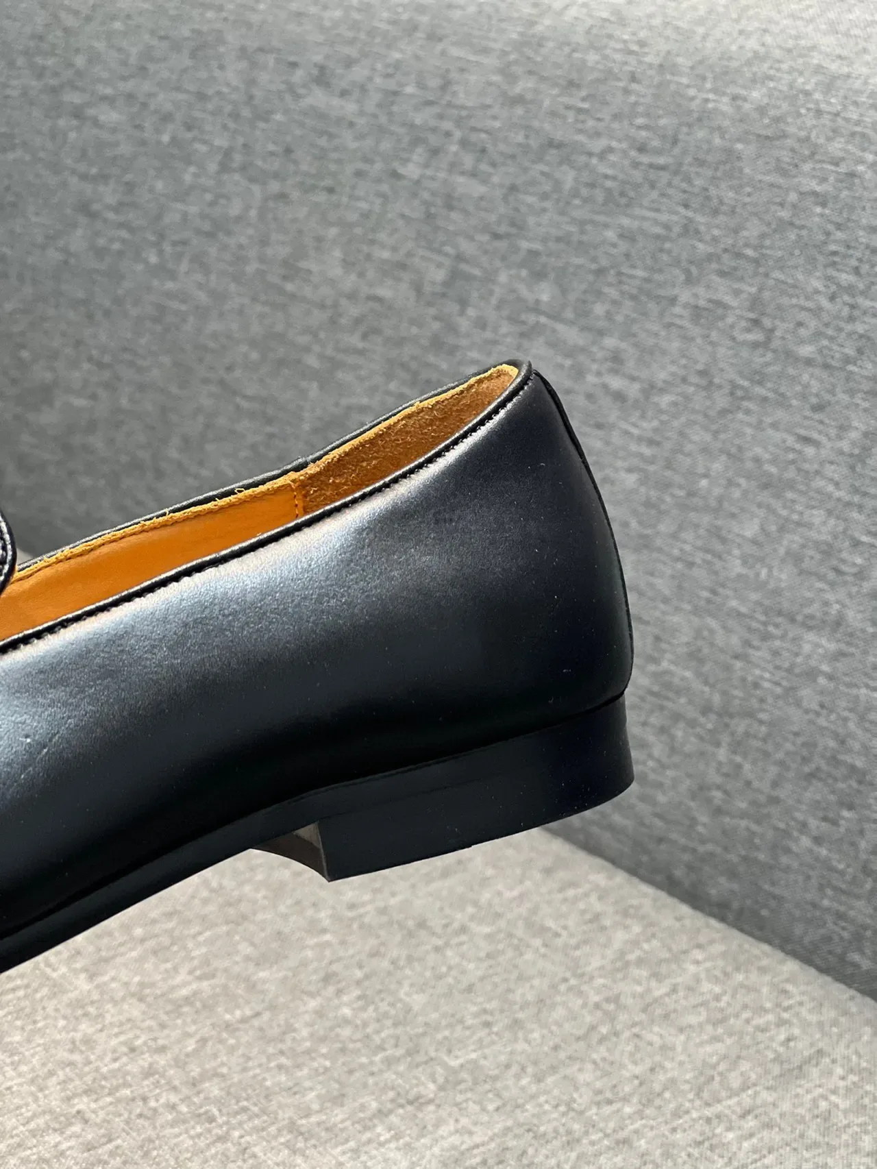 Black Leather Horsebit Buckle Loafer 7