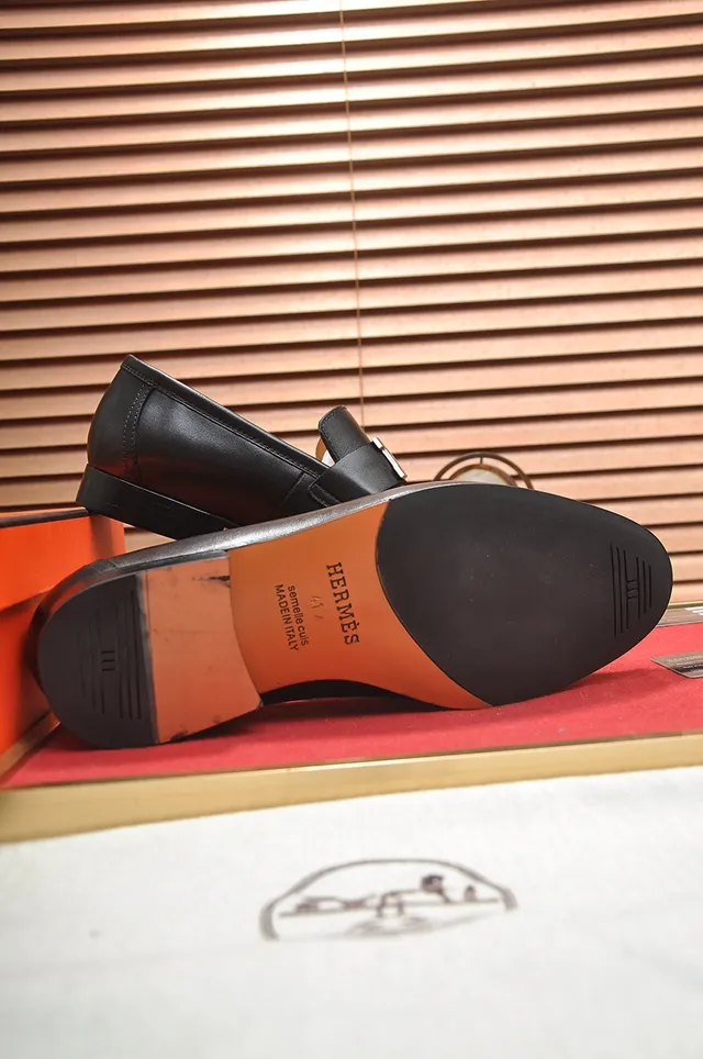 Black Leather Horsebit Buckle Loafer 2