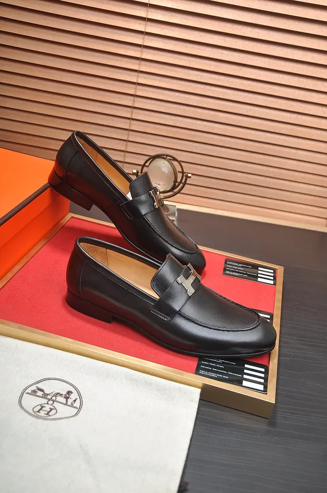 Black Leather Horsebit Buckle Loafer 3