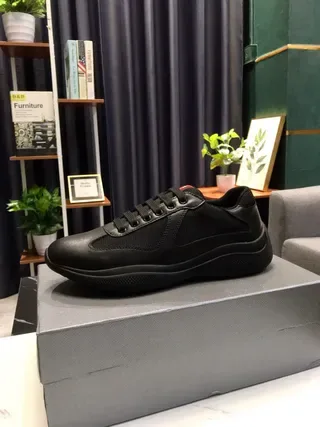 Black Leather-Mesh Platform Sneakers 6