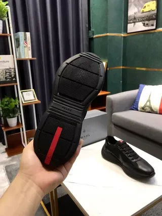 Black Leather-Mesh Platform Sneakers 7