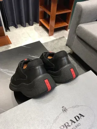 Black Leather-Mesh Platform Sneakers 9