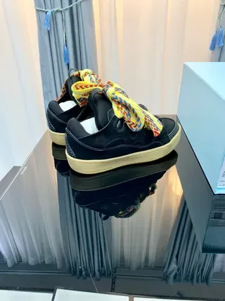 Black Multicolor Laceless Low-Top Oversized Woven Laces Lifestyle Sneakers 3