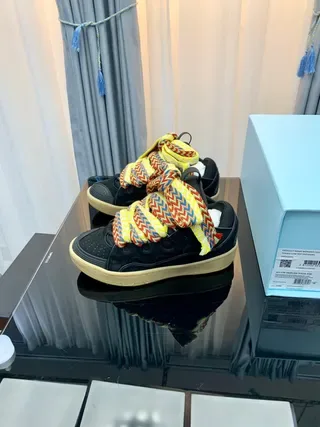 Black Multicolor Laceless Low-Top Oversized Woven Laces Lifestyle Sneakers 6