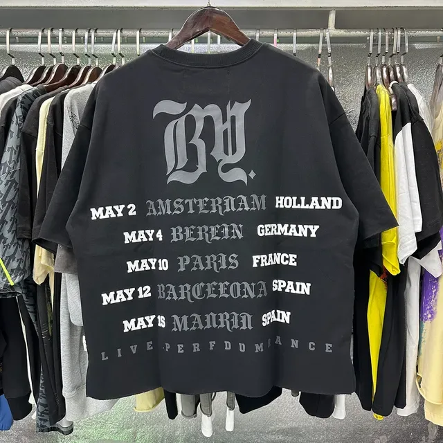 Black Multicolor Oversized Fit Raw-Edge Hem T-Shirt 4