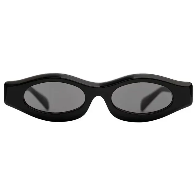Black Narrow Frame Wraparound Sunglasses 2
