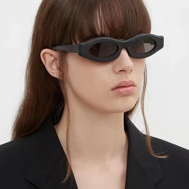 Black Narrow Frame Wraparound Sunglasses 9