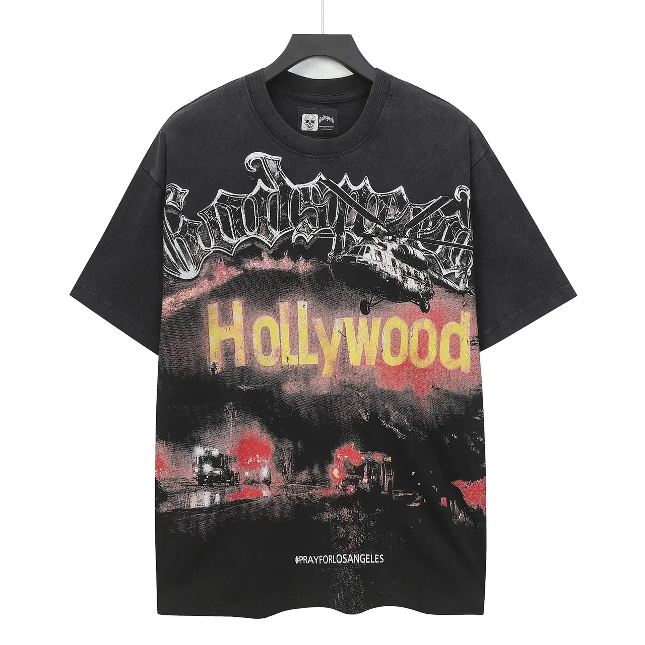Black Oversized Distressed Graphic Print T-Shirt 2