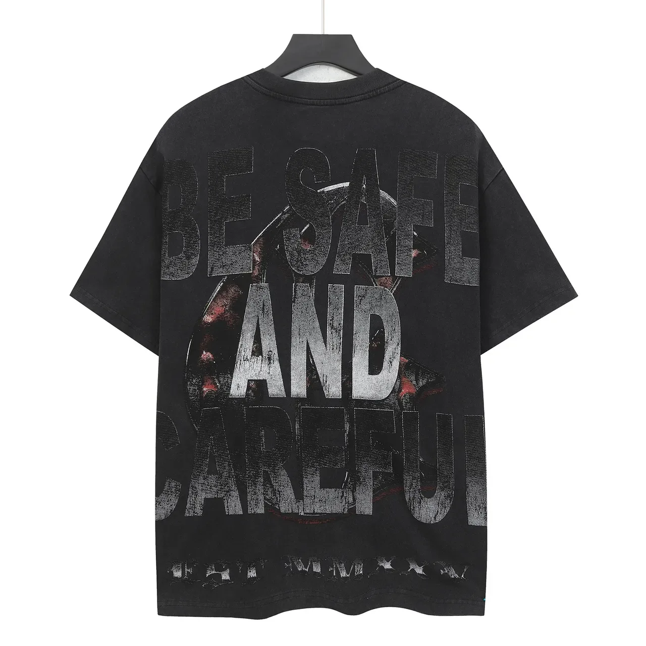 Black Oversized Distressed Graphic Print T-Shirt 3