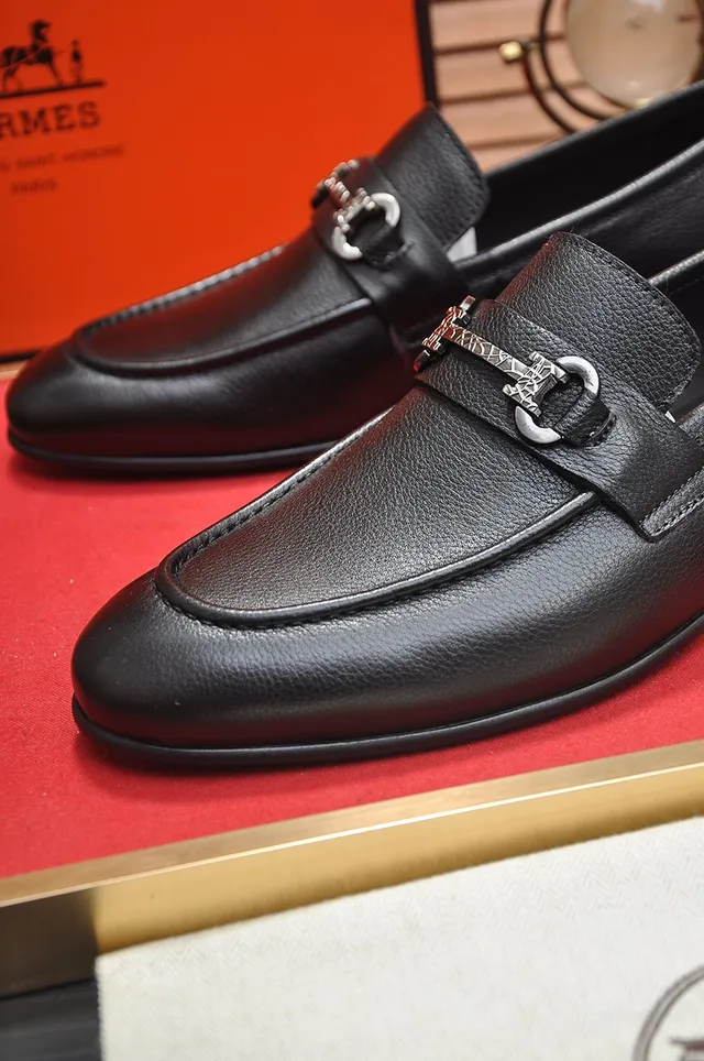 Black Pebbled Leather Horsebit Loafer 2