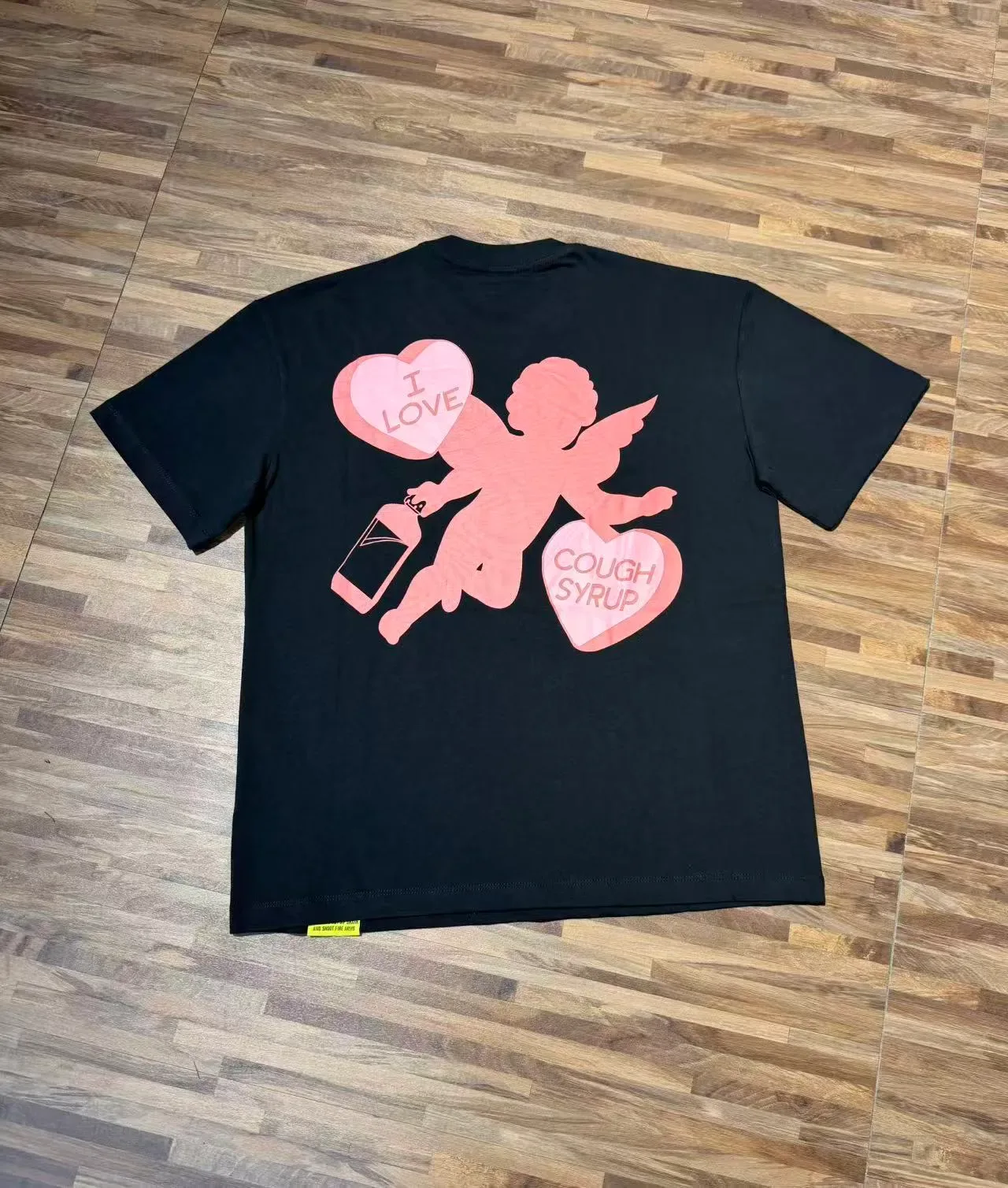 Black Pink Graphic Print Double-Sided T-Shirt 7