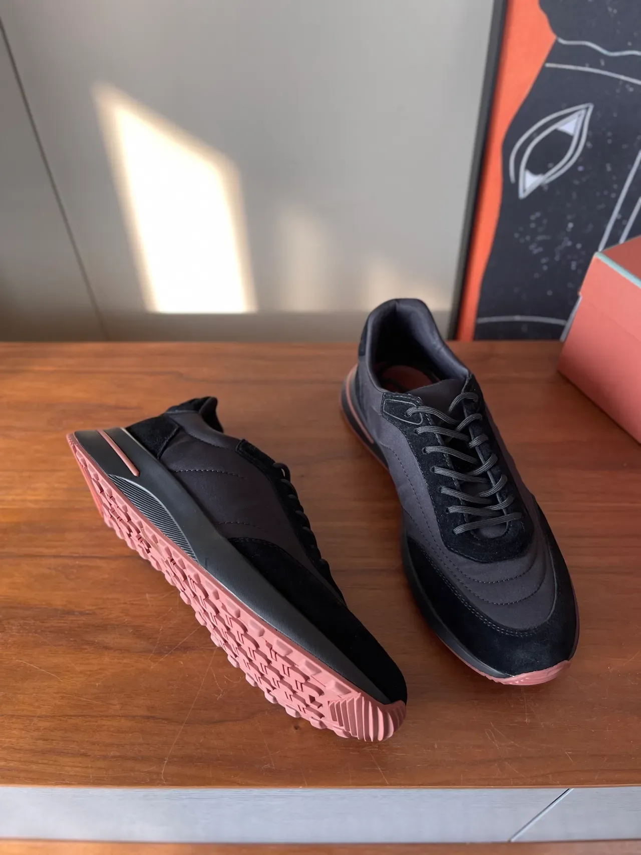 Black Pink Mixed-Material Upper Sculpted Midsole Lifestyle Sneakers 4