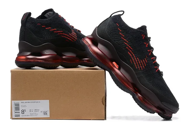Black Red Knit Upper Stitched Accents Sneakers 8